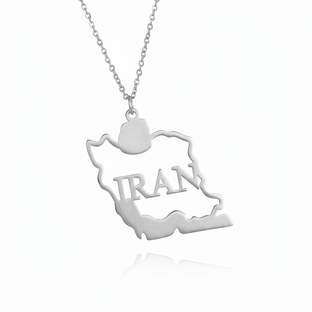 Iran Map Necklace  En-text