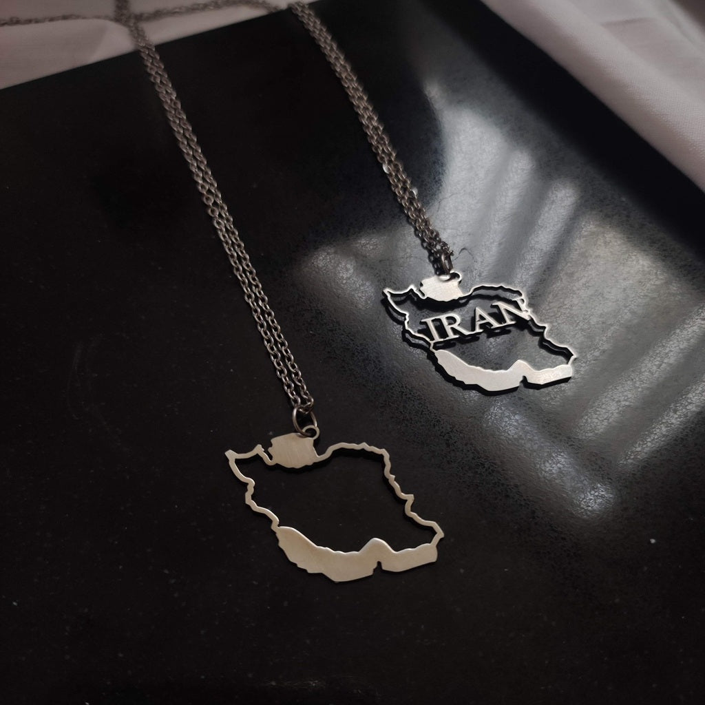 Iran Map Necklace  En-text